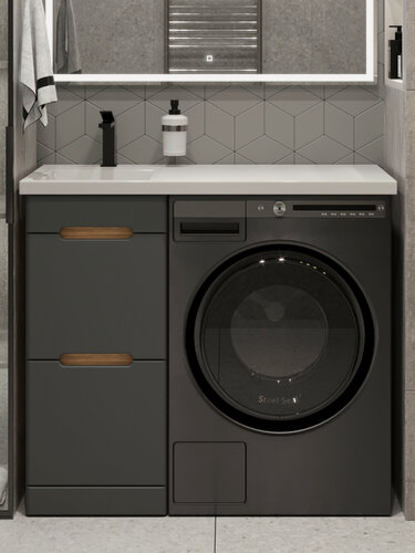 Изображение товара Тумба напольная без раковины Vannika Faro 40 для ванной комнаты, дуб вотан, графит софт