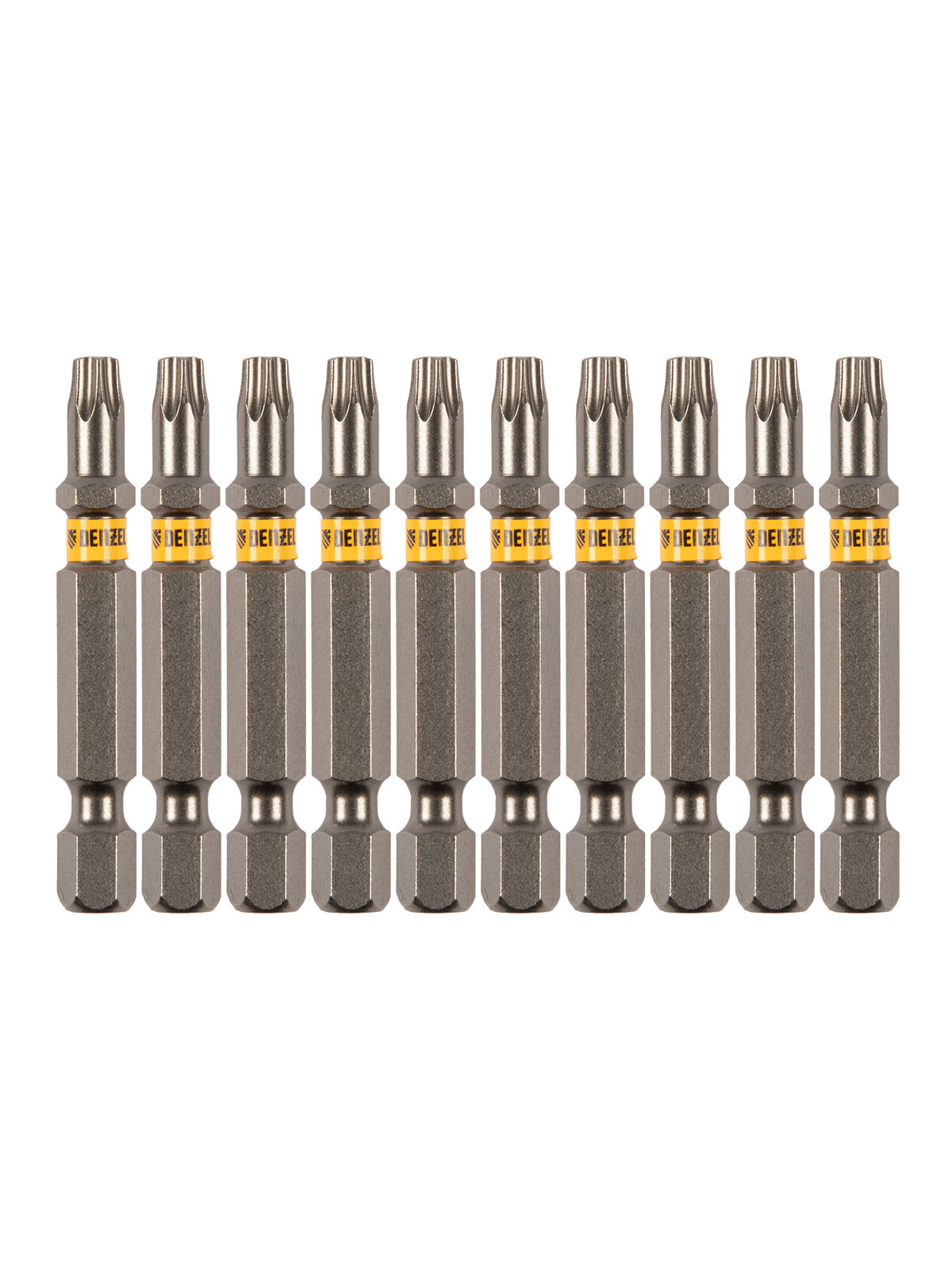 Набор бит Denzel TORX 25х50 сталь S2 шестигранный профиль 10 шт 11670