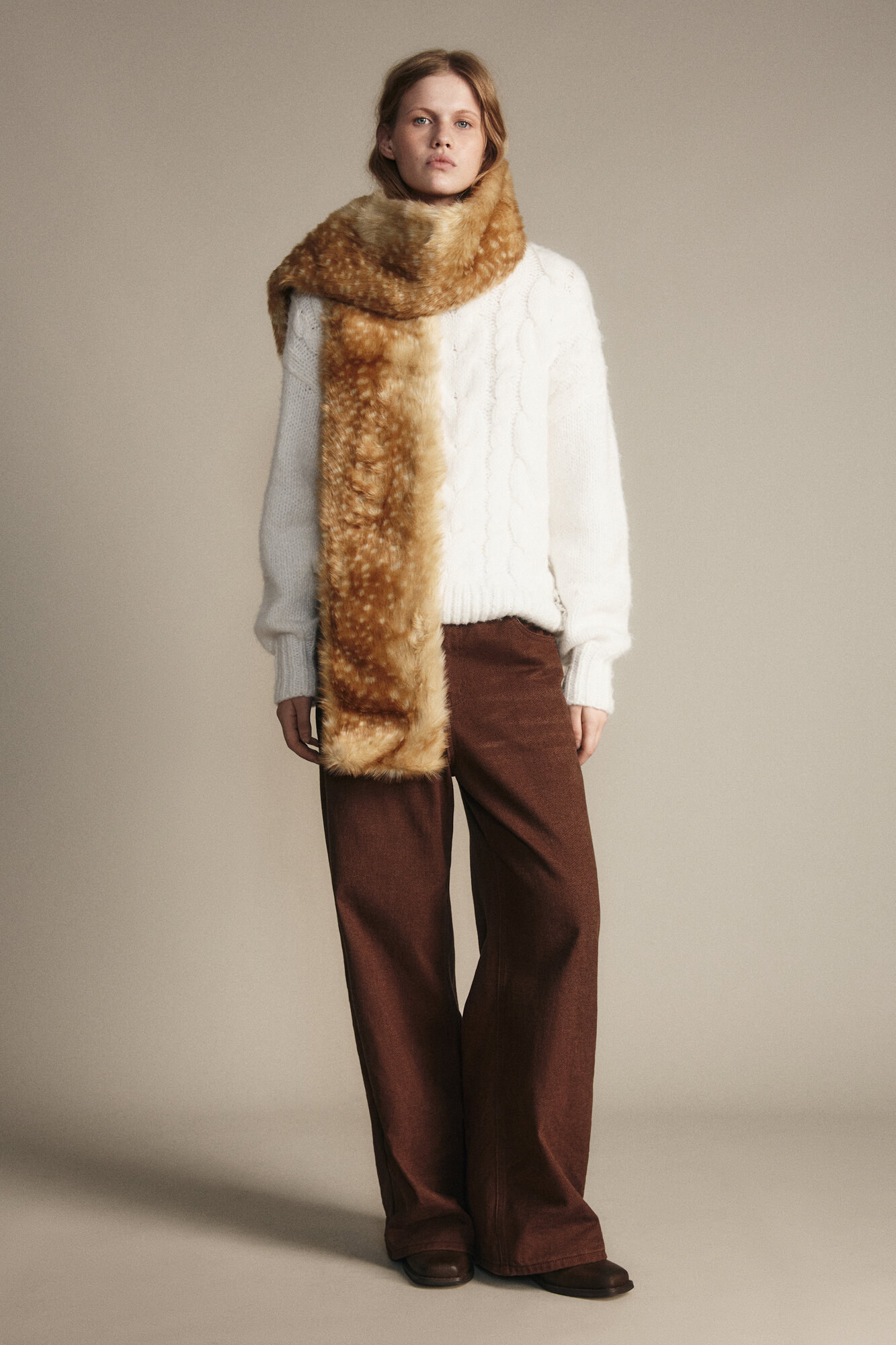 Шарф Befree для женщин,190х17 см, коричневый