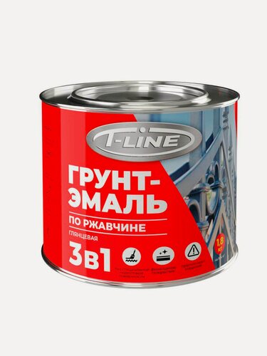 Изображение товара Т-Лайн Грунт-эмаль по ржавчине 3 в 1, черная, 1,8 кг