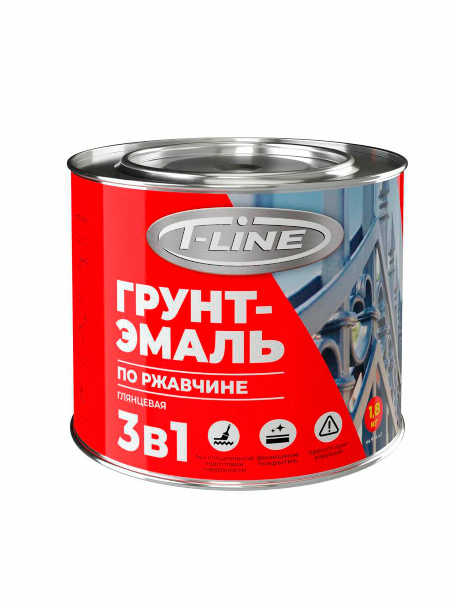 Т-Лайн Грунт-эмаль по ржавчине 3 в 1 синяя 18 кг