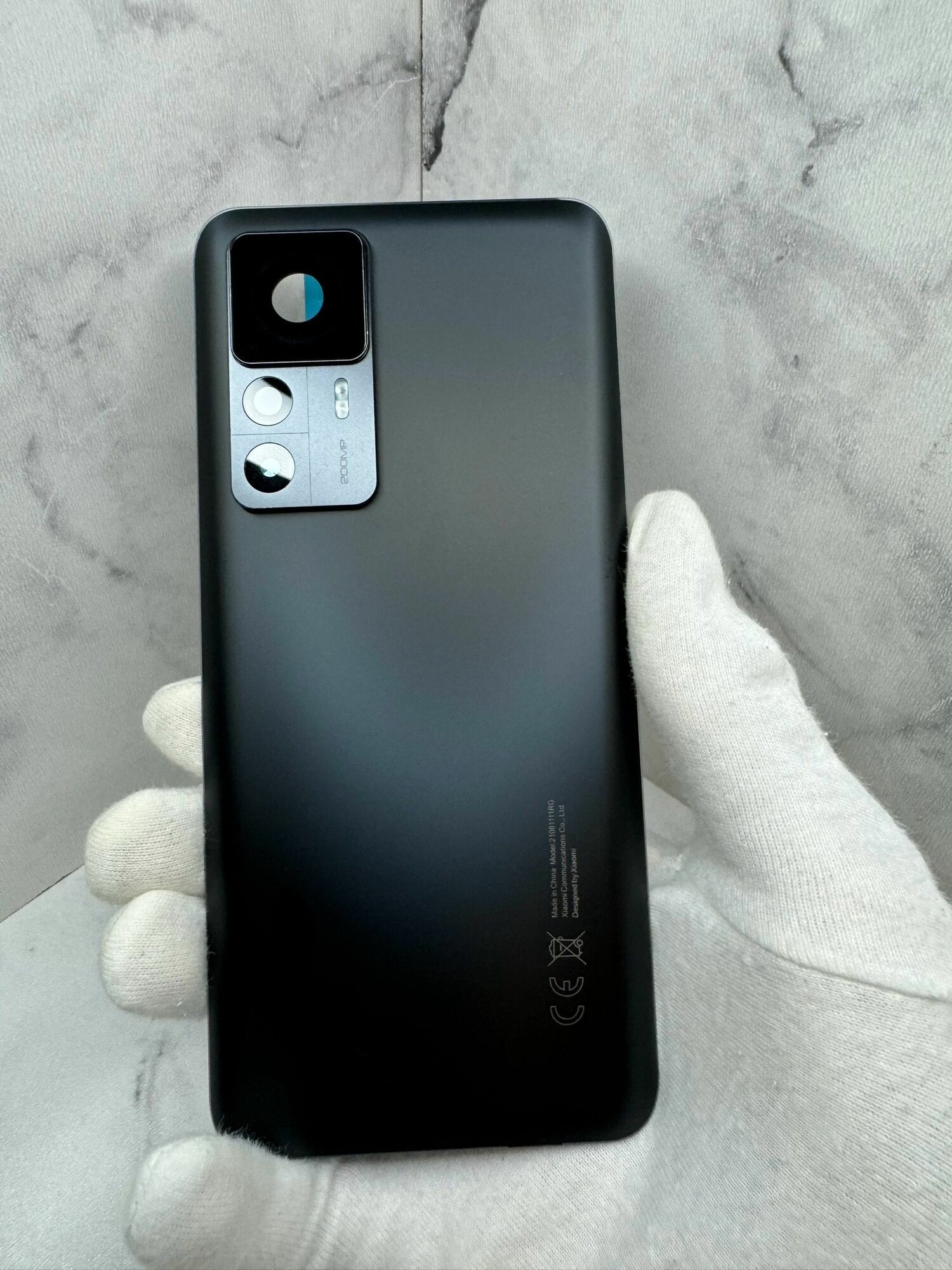 Задняя крышка для Xiaomi 12T Pro (22081212UG) (черный) (в сборе со стеклом камеры)