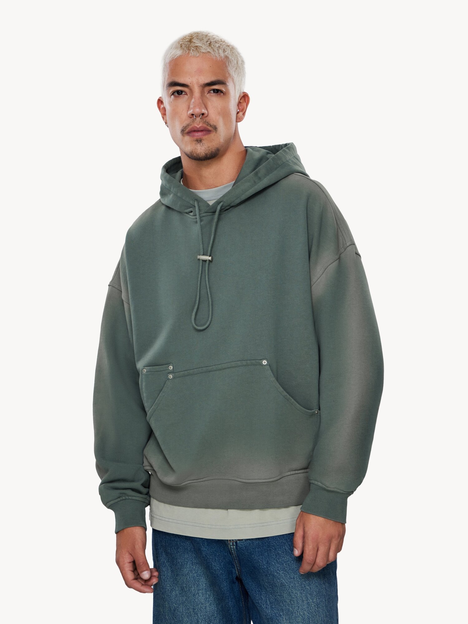 Худи MUTED Градиент из варёного хлопка размер S-M  темно-зеленый