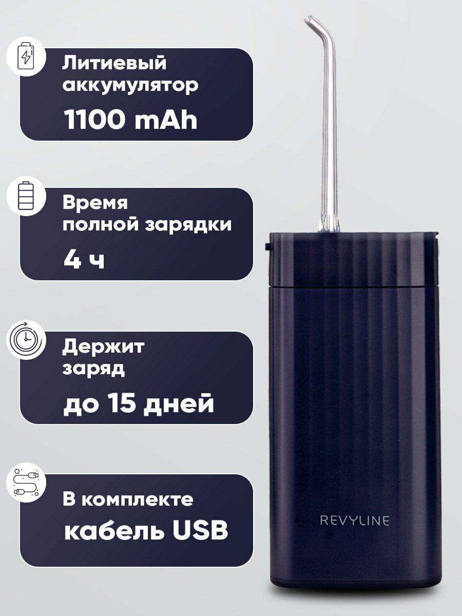 Компактный портативный ирригатор Revyline RL 410 Blue, синий — фото 1
