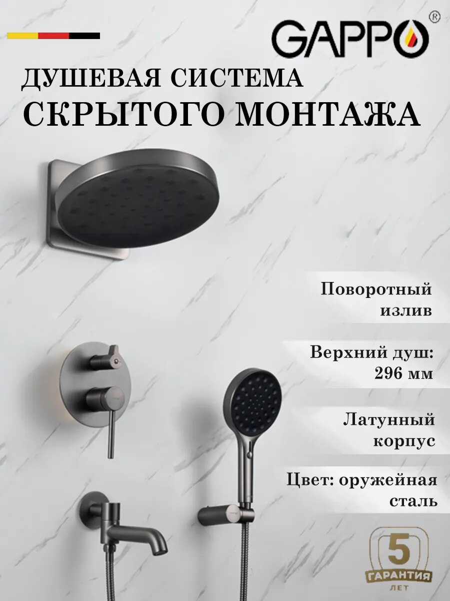 Душевая система скрытого монтажа встраиваемая Gappo G7106-9