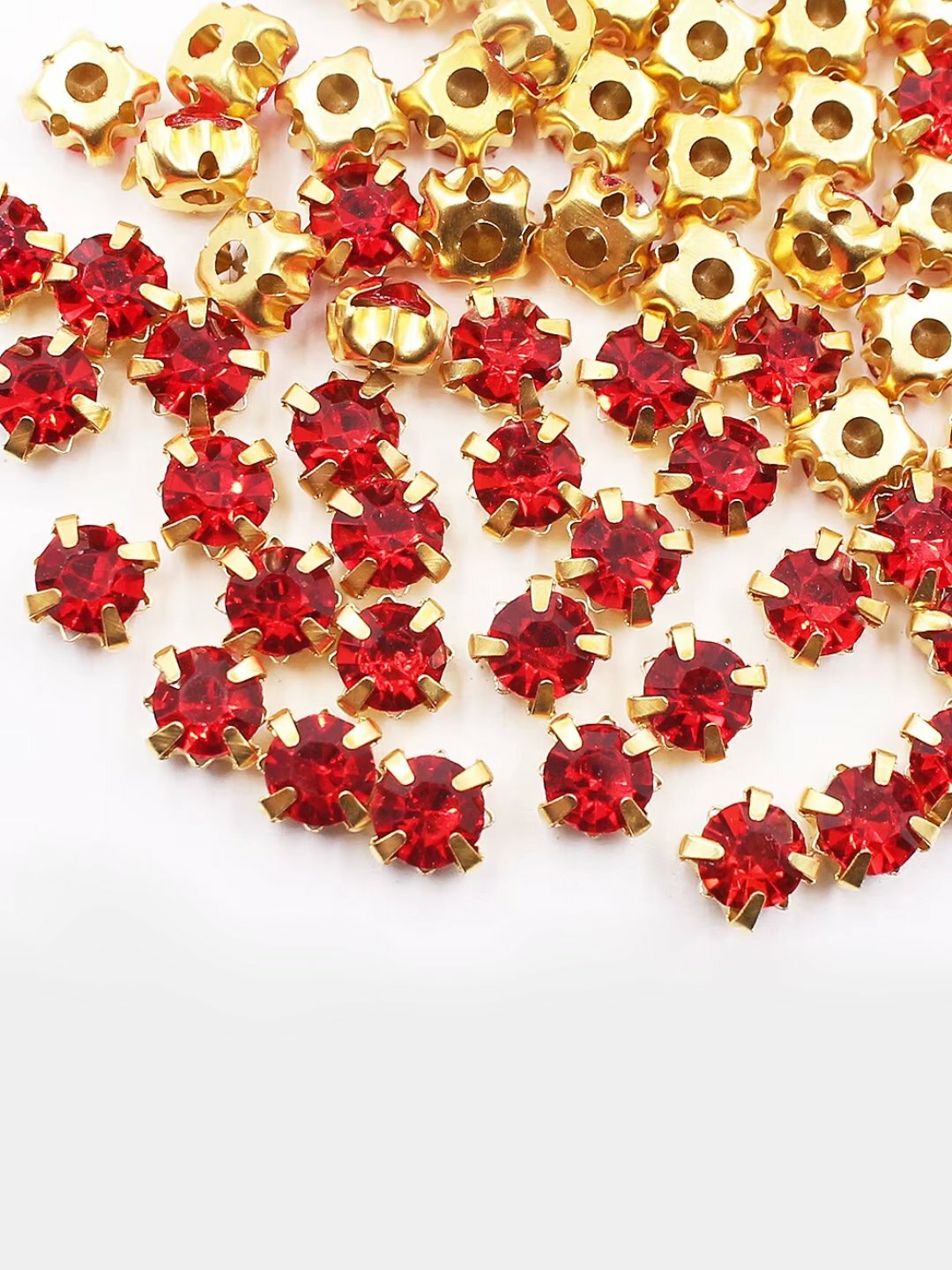 Стразы круглые в оправе, цапах, пришивные, для одежды, украшений, Красный, SS40, 8 мм, 100 шт