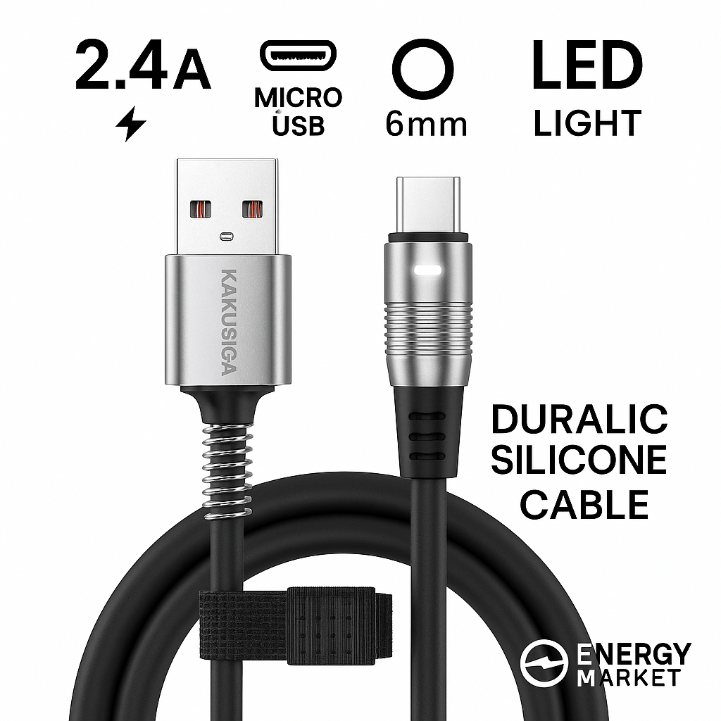 Зарядный кабель KAKUSIGA KSC-955 | Micro USB | 2,4 А | Толщина 6 мм | Длина 1 метр