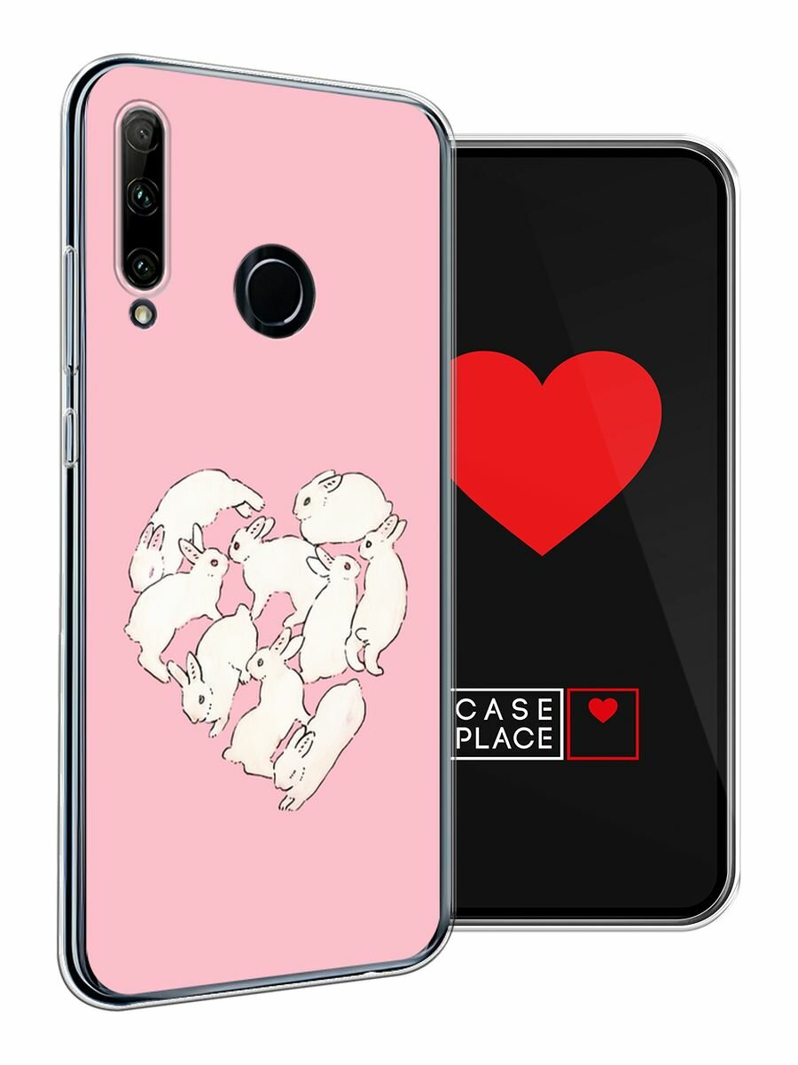 Чехол на Honor 10i/20 Lite 2019/20e/Huawei P Smart Plus 2019 / Хонор 10i с принтом "Сердечко из кроликов 1 - 8 марта" — фото 1