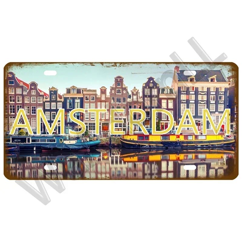 Металлическая вывеска Amsterdam, цвет 24