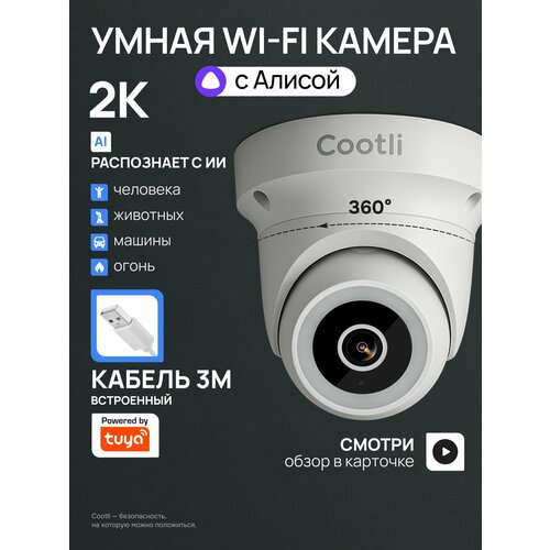 Камера видеонаблюдения WIFI уличная 2К купольная, умная с Яндекс Алисой (CI-OIDWF242)