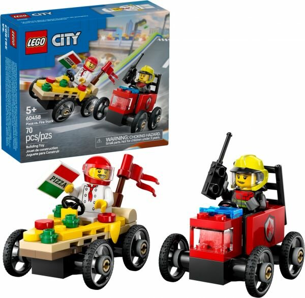 Lego 60458 City Набор гоночных машин: Пицца против пожарной машины