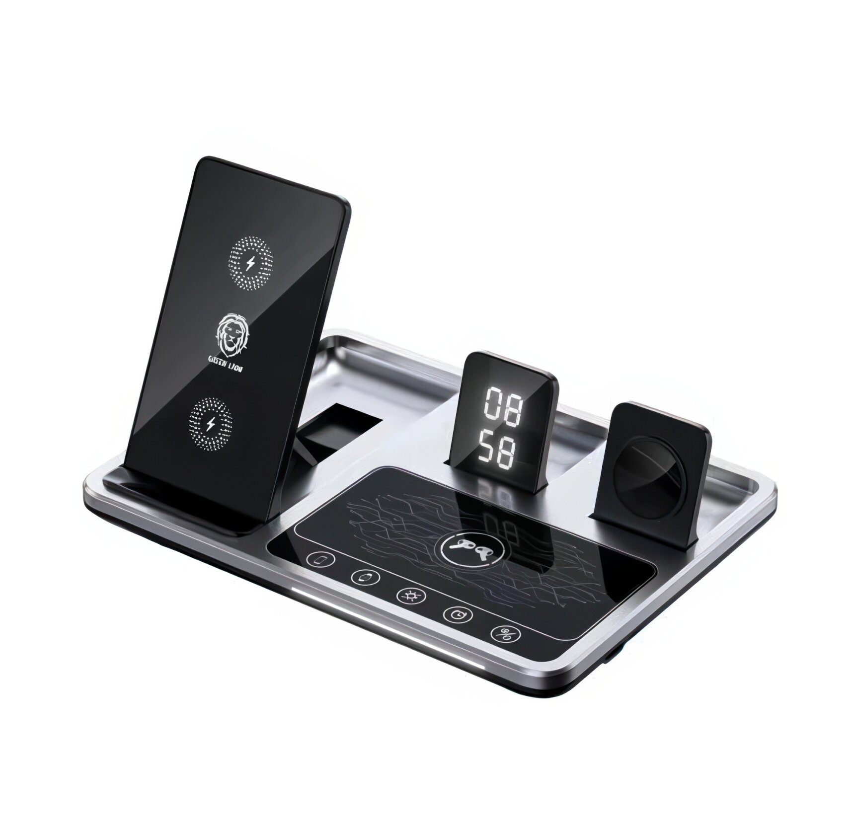 Green Lion 4-in-1 (GN4IN1WCS) беспроводная зарядная станция с часами, зарядка телефона, наушников, часов и аксессуаров