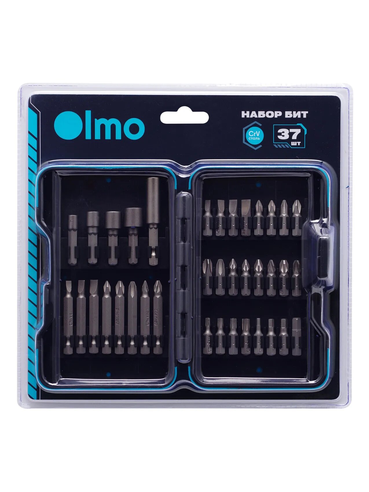 Набор бит и головок OLMO CRV, магнитный удлинитель, 37 предметов
