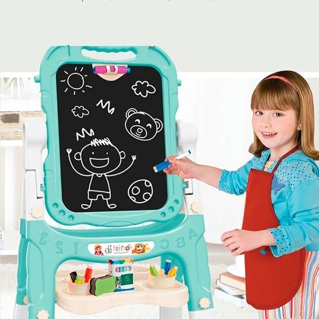 Мольберт TK Group, двусторонний, для рисования, с магнитами, маркерами и мелом — фото 1