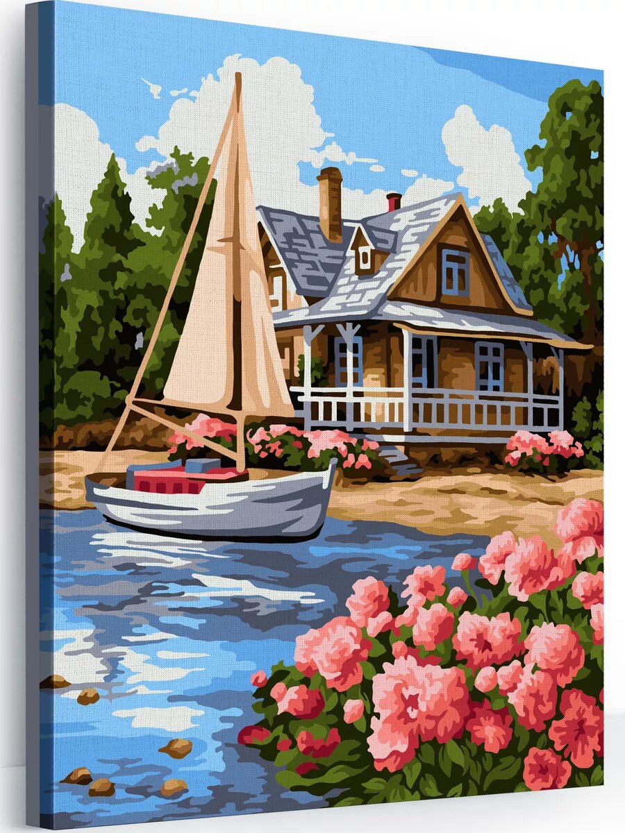 Картина по номерам на холсте с подрамником 40х50 см Родной берег