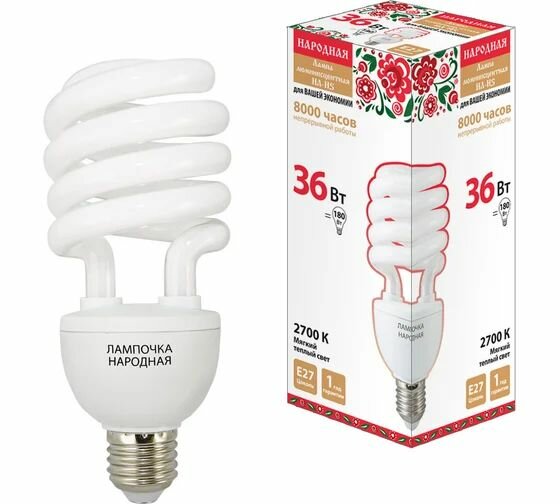 Люминесцентная лампа TDM ELECTRIC НЛ-HS-36 Вт-2700 К Е27