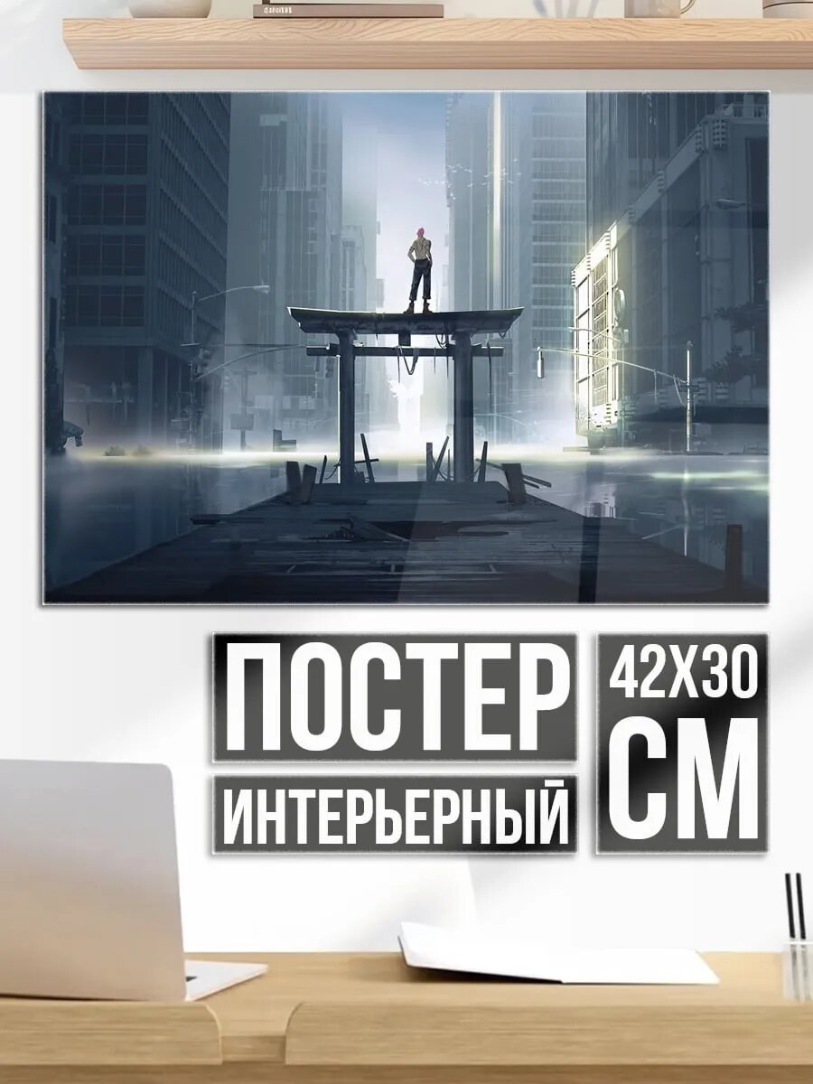Плакат постер киберпанк тории ворота