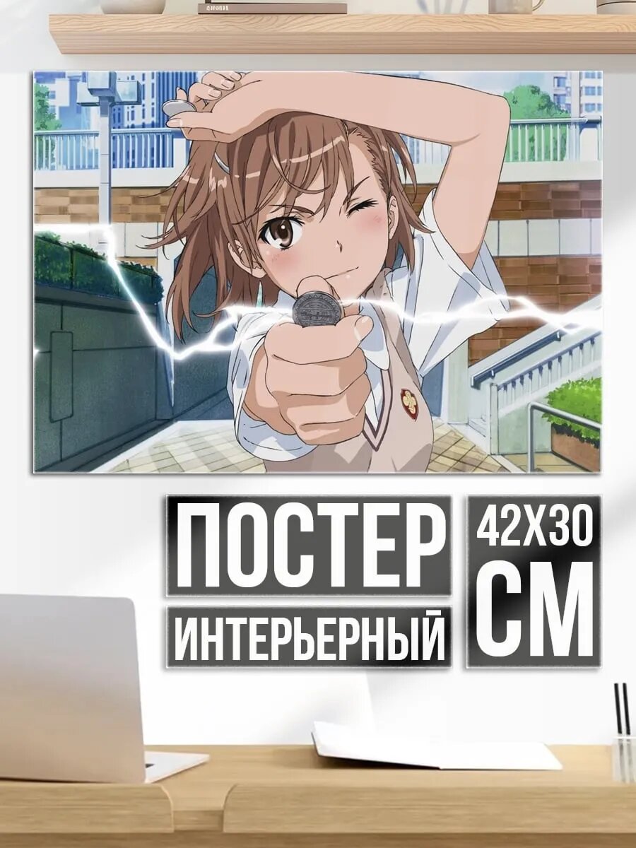 Плакат постер девушка с молниями