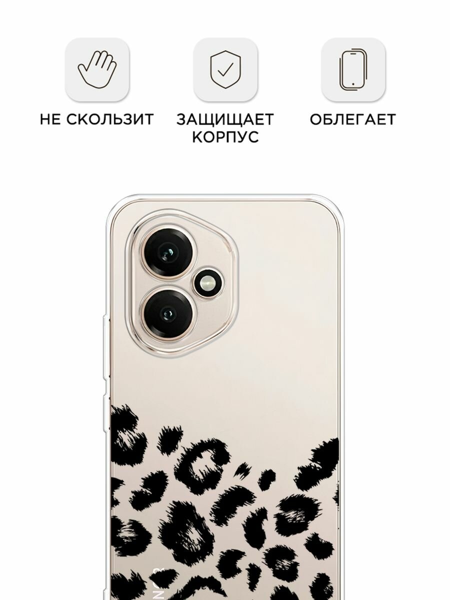 Чехол на Honor 400 / Хонор 400 с принтом "Окрас леопарда фон черный", прозрачный — фото 1