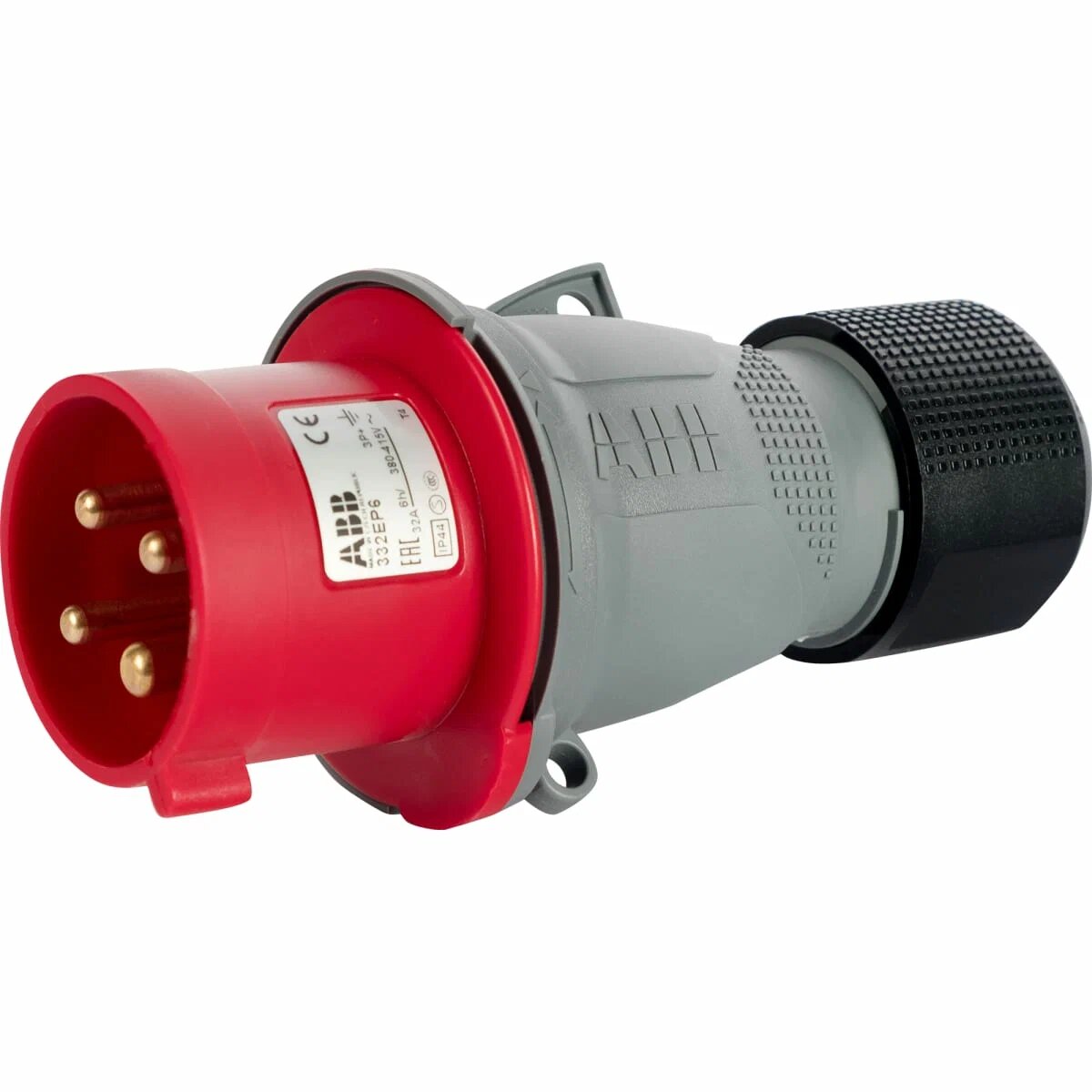 Вилка силовая ABB ICAT 32 A IP44 4 полюса открытая установка 1 шт 2CMA193515R1000