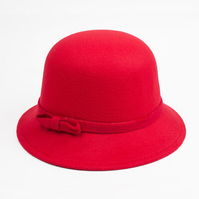 Женская шляпа-котелок с бантом, осенне-зимняя шляпа-ведро в корейском стиле, имитация шерстяной шляпы, фетровая шляпа в британском стиле ретро