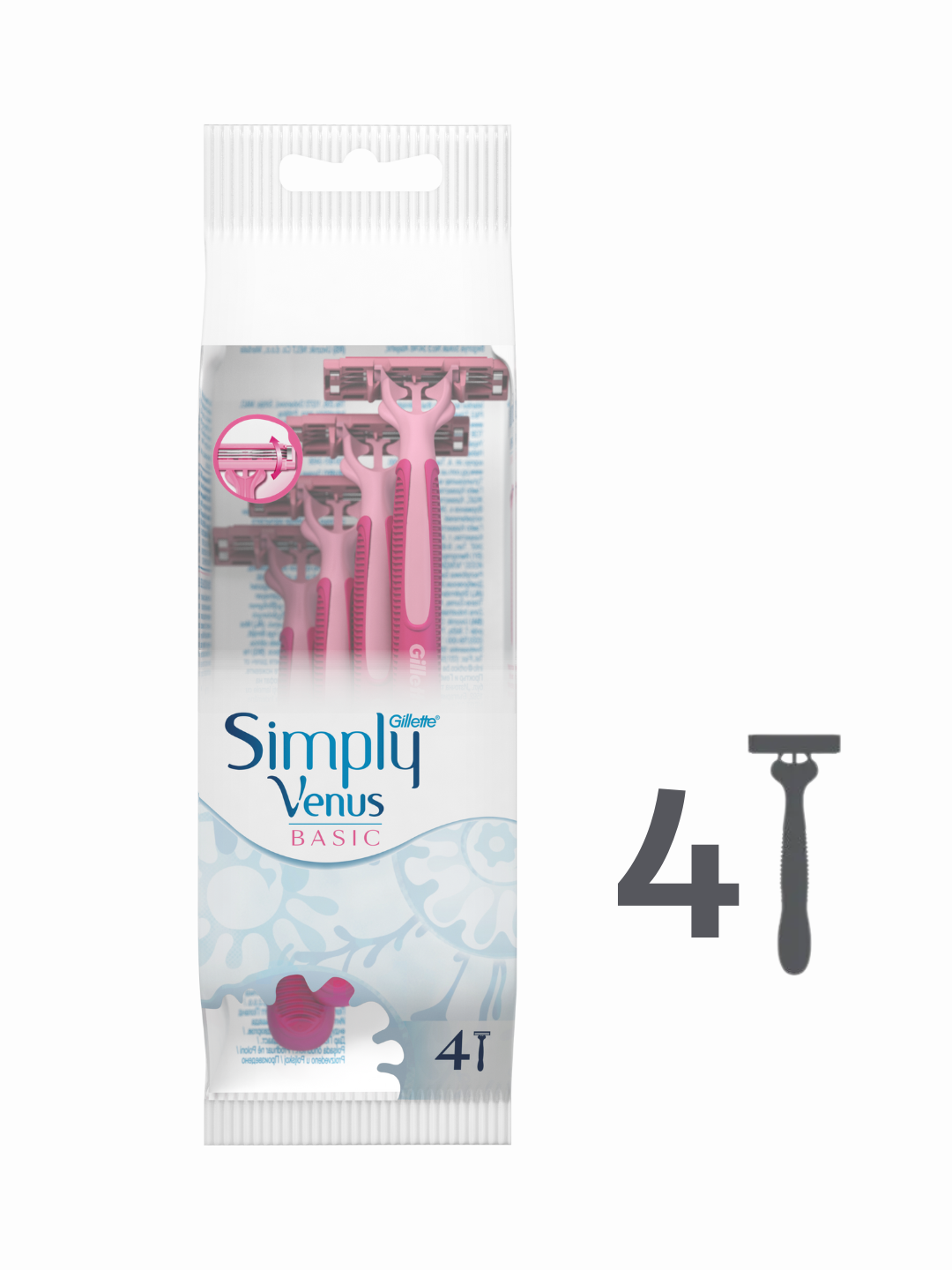 Gillette Simply Venus3 Basic Одноразовая бритва для женщин, 4шт