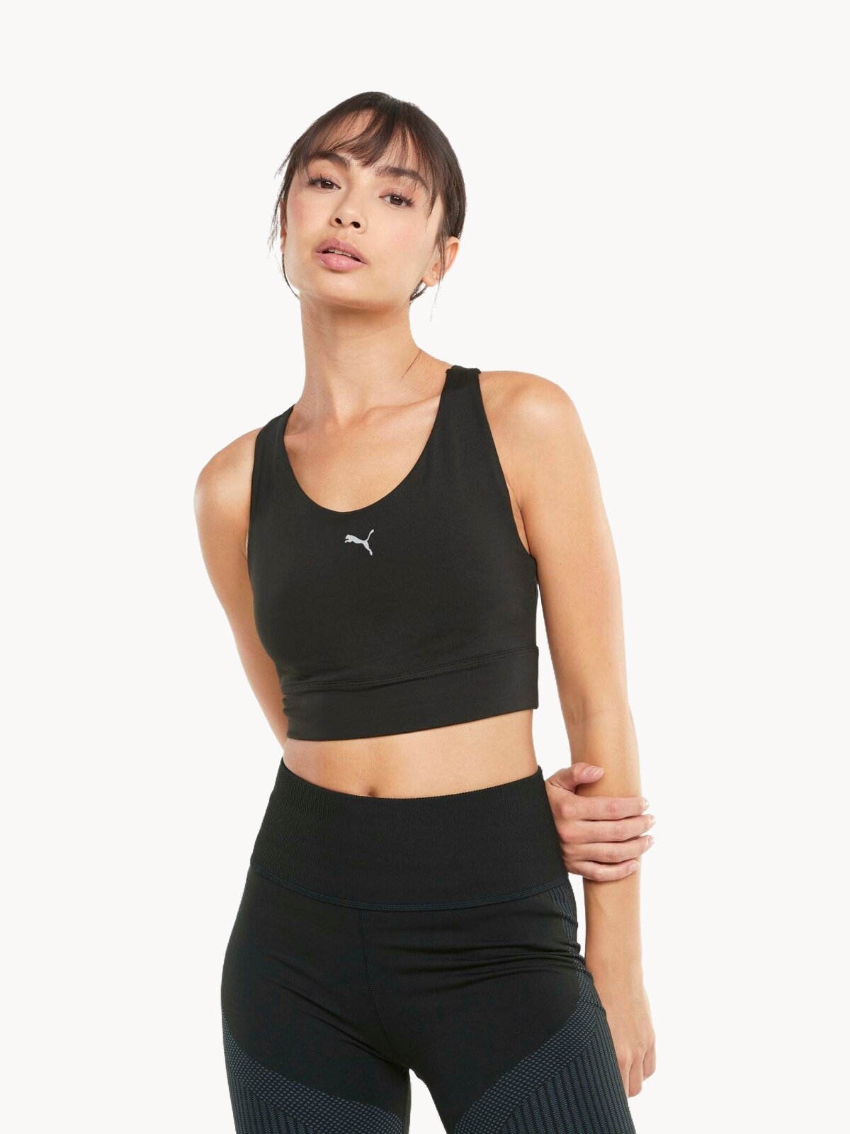 Топ спортивный PUMA Mid Impact All-In Long Line, размер L, черный