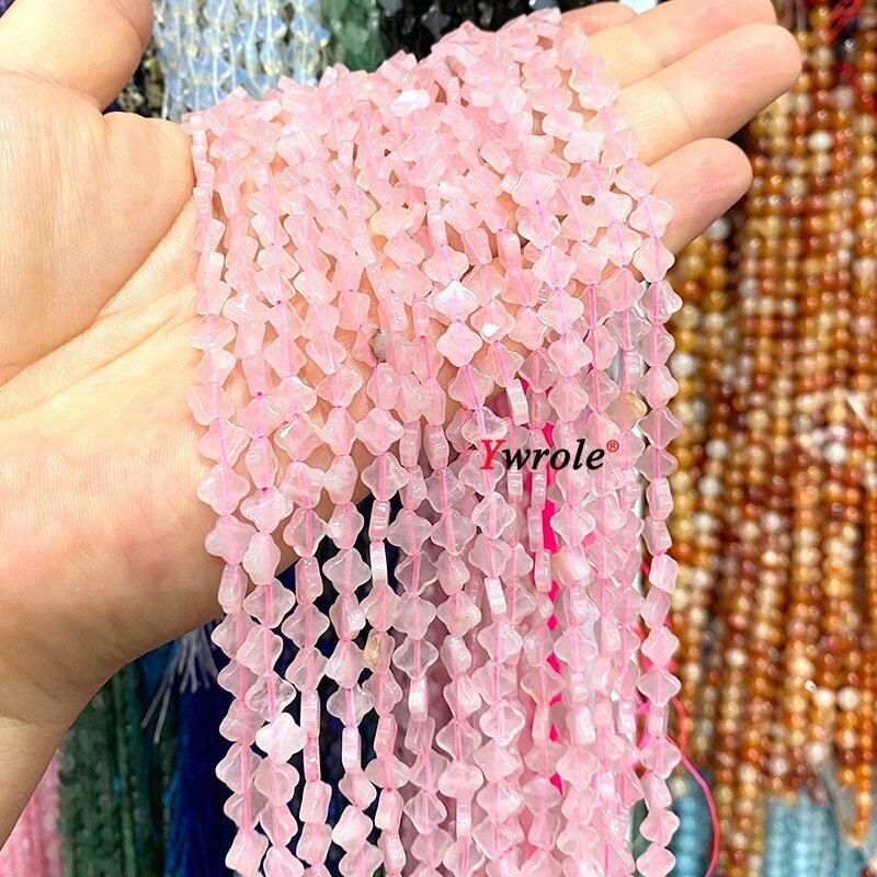 Бусины из индийского агата clover shape YWROLE 6-7 мм Розовый 6-7mm 23-25pcs Rose quartz
