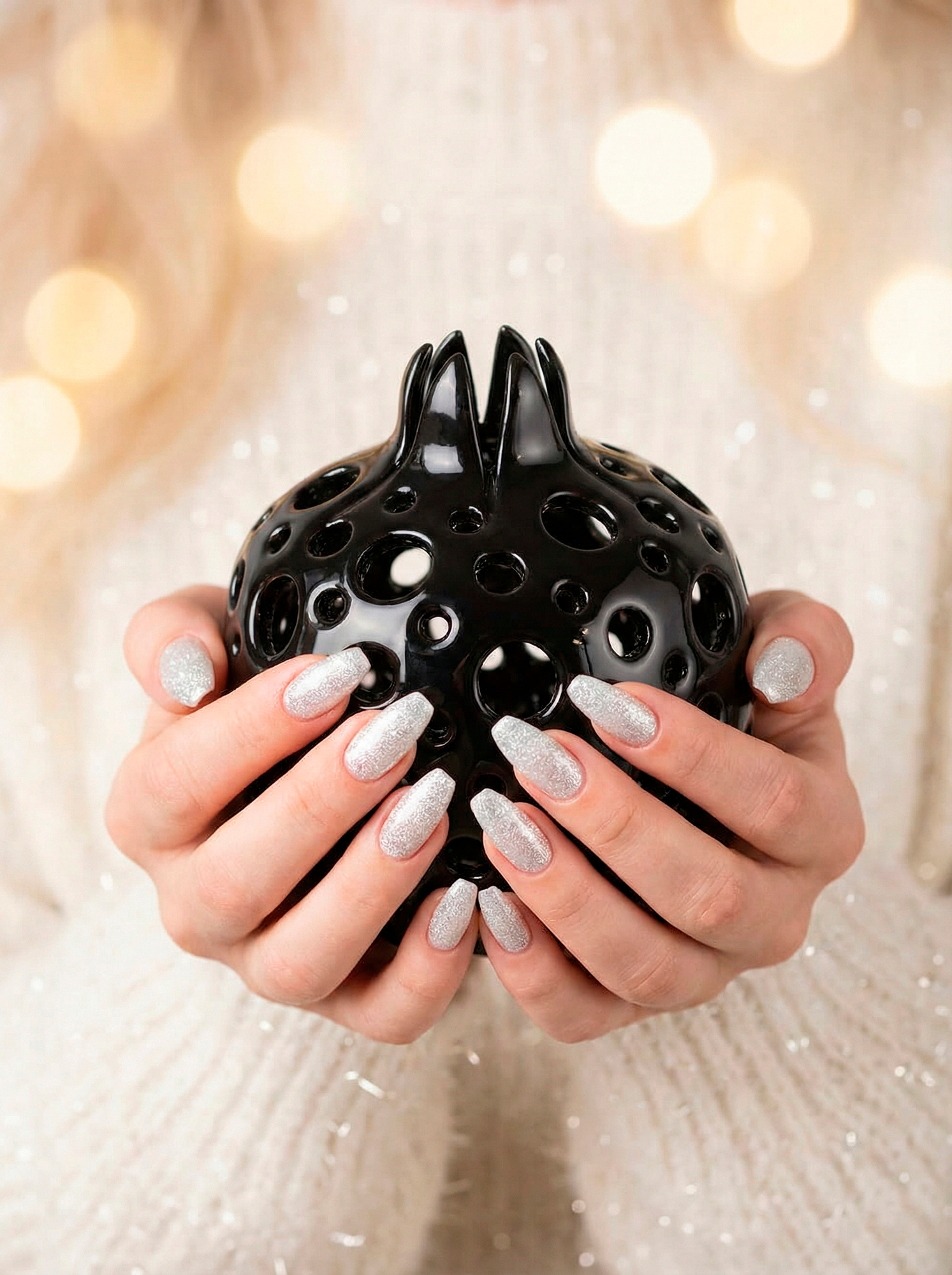 Подсвечник гранат черный большой