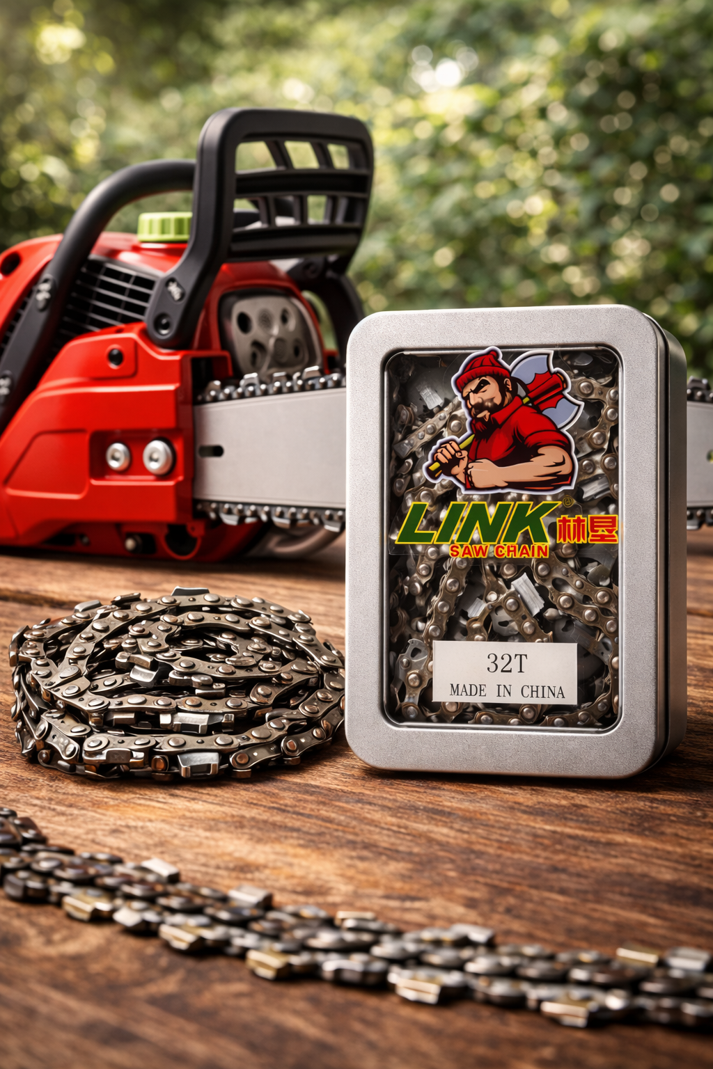 Цепь для бензопилы LNIK 32 зуба, усиленная режущая цепь из высокопрочной стали для распила древесины, дров .