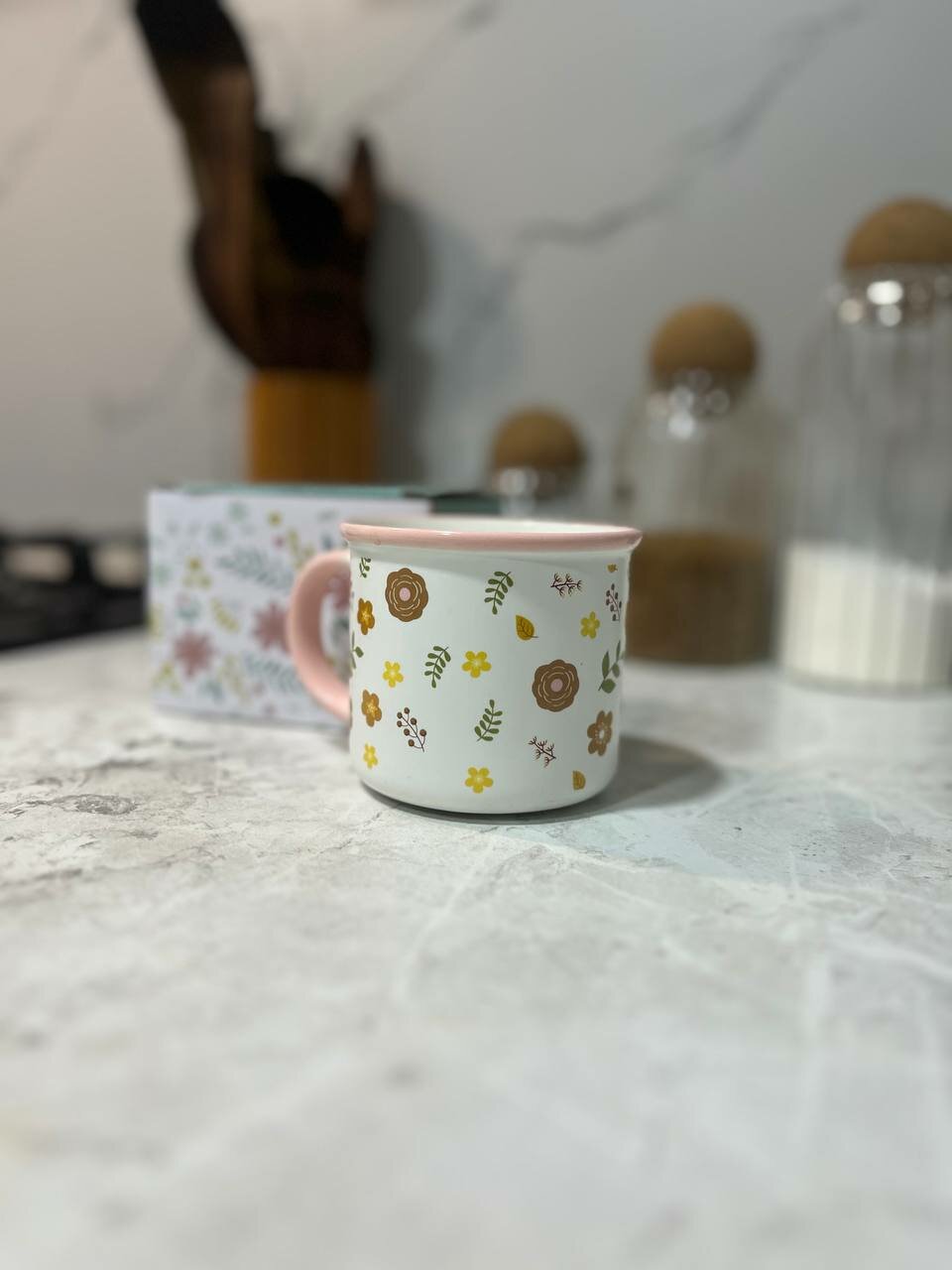 Керамическая кружка с нежным цветочным дизайном, 1 штука, для чая и кофе, для дома и подарка