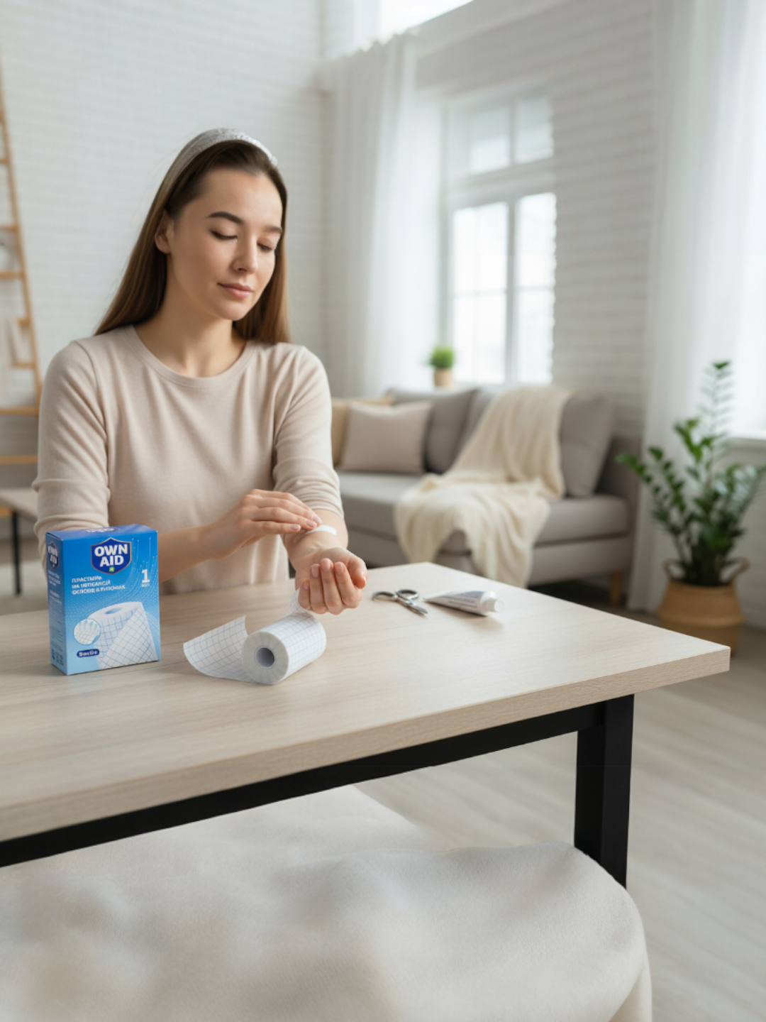 Пластырь Own Aid, на нетканой основе, для фиксации повязок, 10×10м