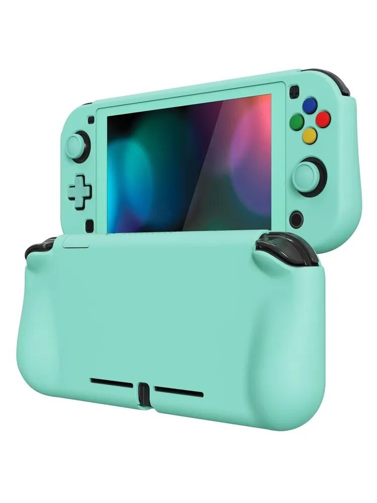 PlayVital ZealProtect чехол для Nintendo Switch Lite, эргономичный жёсткий корпус с плёнкой и накладками, Туманный зелёный