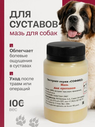 Изображение товара Мазь для суставов для собак от боли, отеков, при переломах, после операций, 100 гр