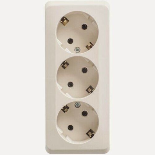 Изображение товара Розетка Systeme Electric (schneider Electric) SCHNEIDER ELECTRIC 3-ая с/з без шторок 16А 250B SE Этюд наруж, Кремовый, PA16-011K