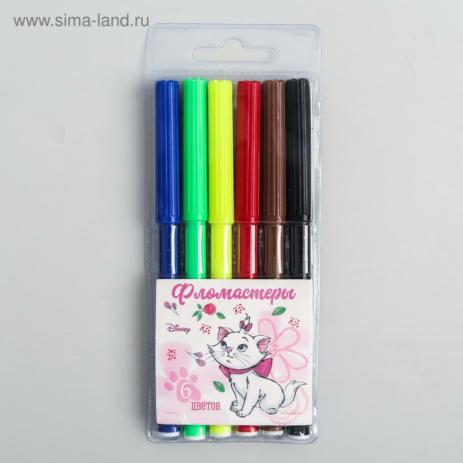Фломастеры, 6 цветов, Коты