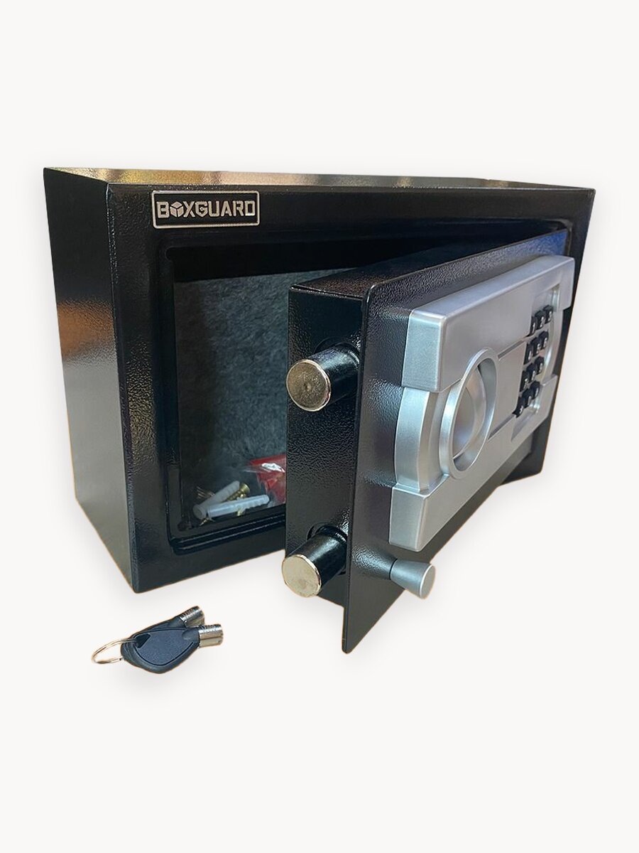 Сейф для денег и документов электронный с кодовым замком и ключом мебельный для дома или офиса. BOXGUARD-H115