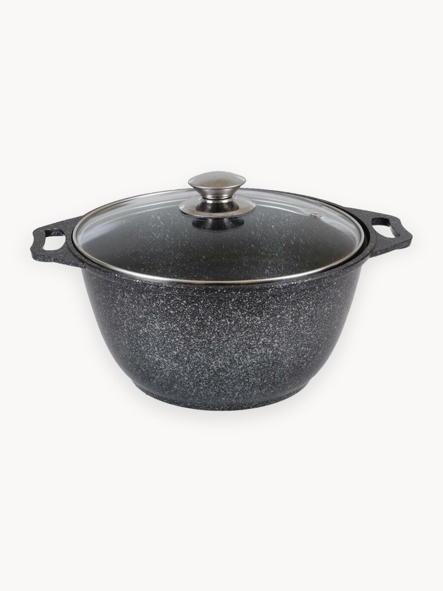 Кастрюля 3л со стеклянной крышкой, АП (темный мрамор)