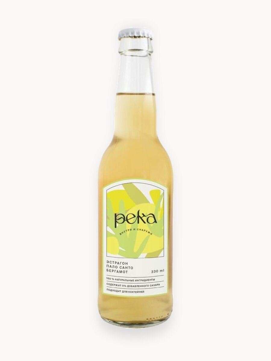 Натуральный лимонад без сахара Река - Эстрагон, Пало Санто и бергамот, 12 шт по 330 мл