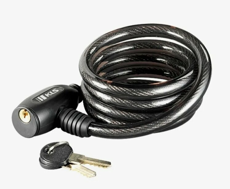 Замок тросовый защитный для велосипеда, самоката, коляски с ключом — фото 1