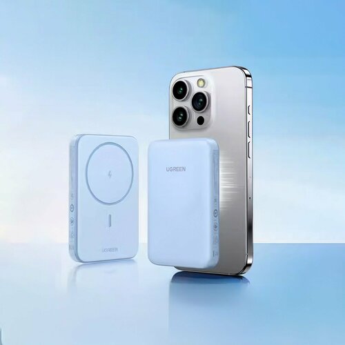 Внешний аккумулятор UGreen Power Bank PB206 10000mAh MagSafe светло-синий 412200₽