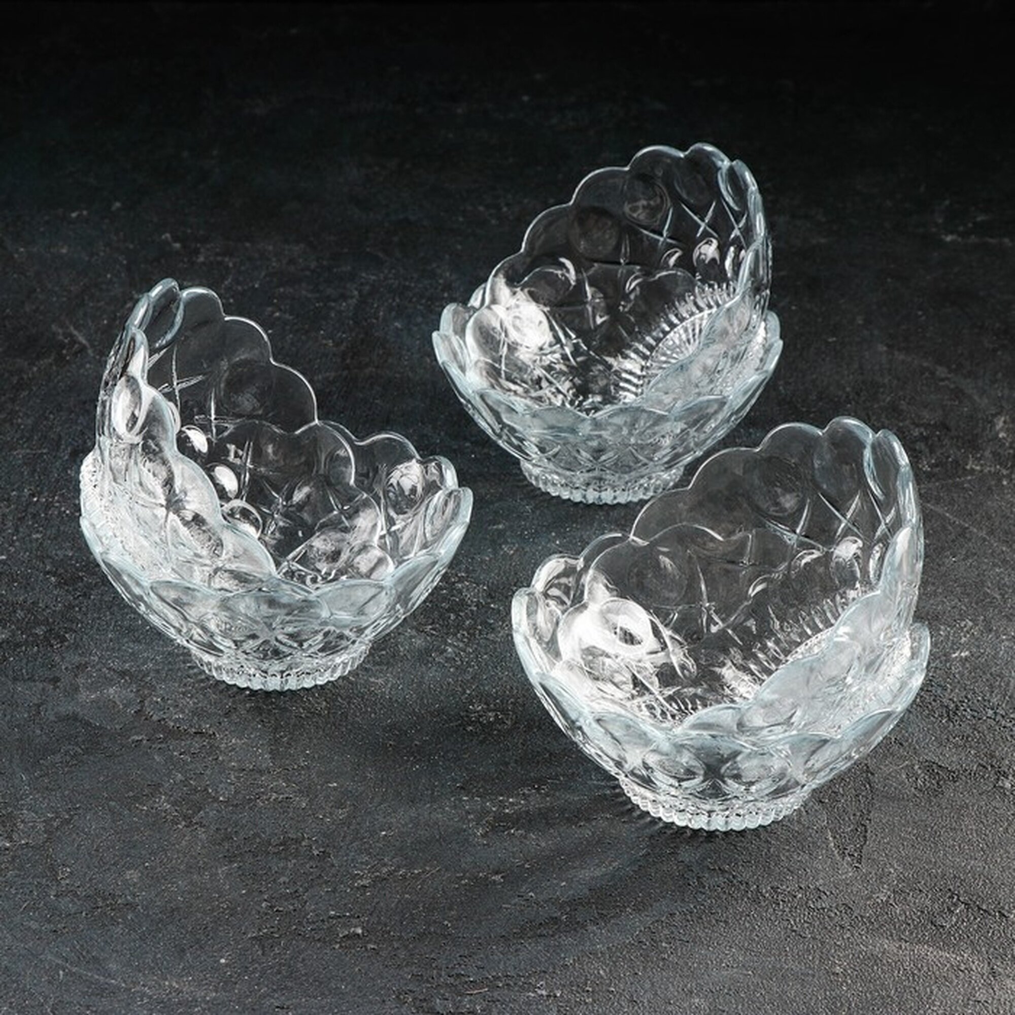 Салатник Kaveh Arthur стекло 0.25 л 6 шт рельефный прозрачный