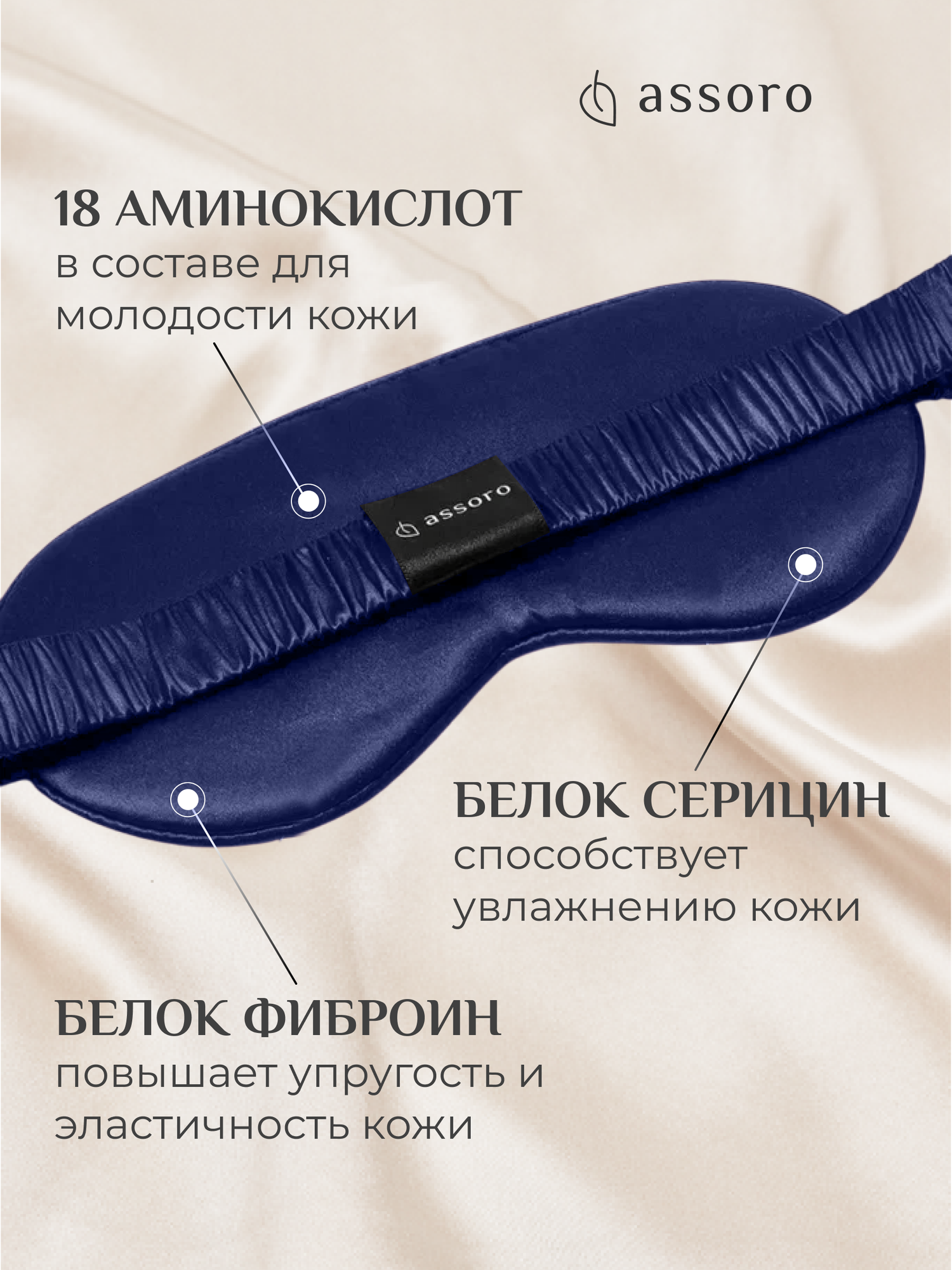 Изображение Маска для сна Assoro, 1 шт., синий