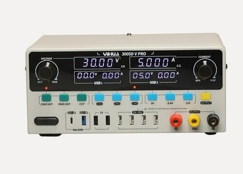 Изображение товара Лабораторный блок питания YIHUA 3005D-V PRO 0–30В, ток до 5А, мощность 150Вт, USB порты для быстрой зарядки (60 Вт).