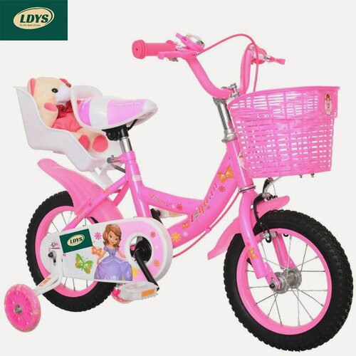 Изображение товара Велосипед двухколесный детский 12 дюймов PRINCESS рост 105-120 см для девочки розовый. малышей 3 года 4 5 лет принцесса велик с корзиной багажником раш