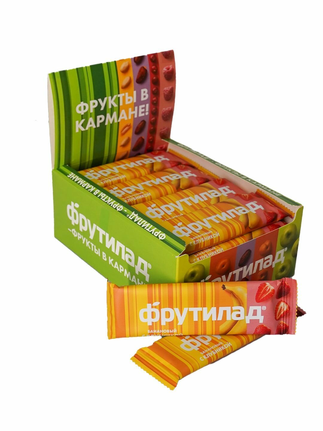 Натуральные фруктовые батончики Фрутилад "Банан Клубника" 24 шт./720 грамм.