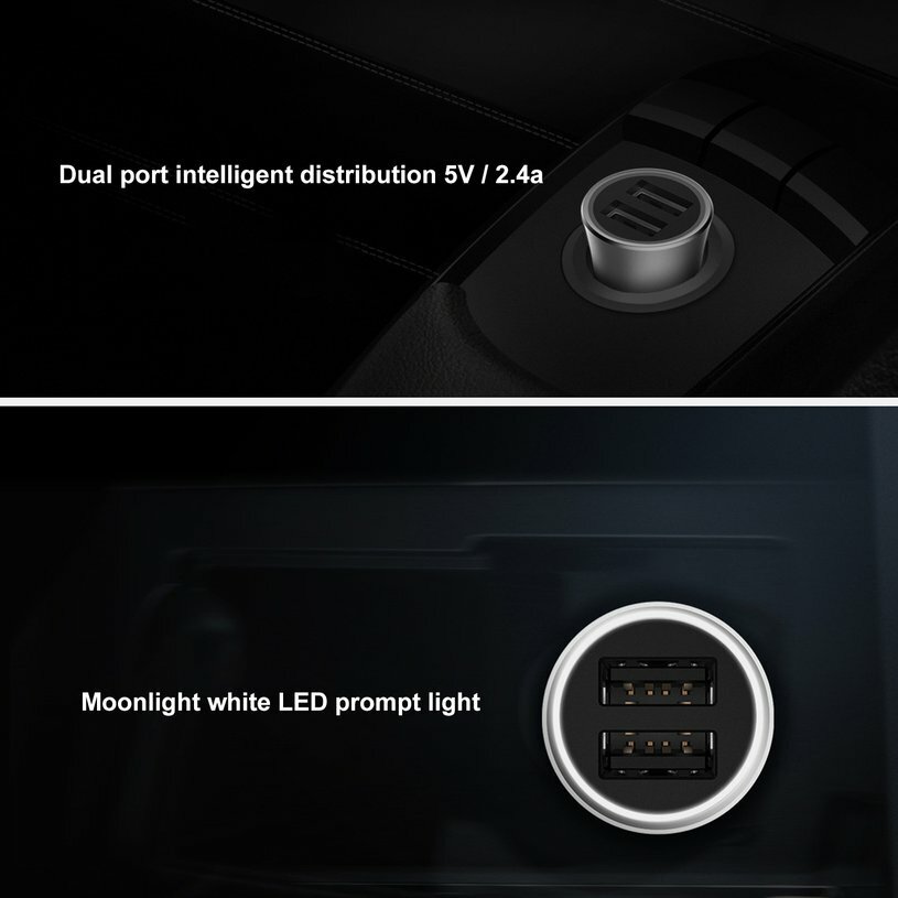 Автомобильные Зарядные Устройства Xiaomi Автомобильное зарядное устройство Xiaomi Quick Charge Silver 18W 12V и 24V универсальное 0 Quick Charge Dual USBQC3.0 быстрое зарядное устройство для автомобиля - серебристое