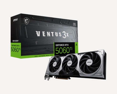 Изображение товара Видеокарта MSI GeForce RTX 5060 Ti VENTUS 3X OC (RTX 5060 Ti 8G VENTUS 3X OC), Retail