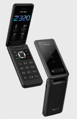 Кнопочный мобильный телефон Novey Z320 GSM с 2 - SIM слотами раскладушка, черный — фото 1