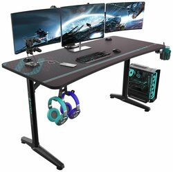 Компьютерный стол EUREKA Gaming GIP-60, чёрный, металлический каркас, 152x70x76.5см